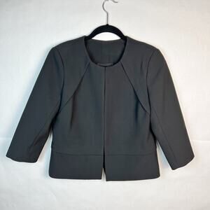 Trina Turk Evony Crisp Black 3/4 Sleeve Crop Suit Blazer Size 6